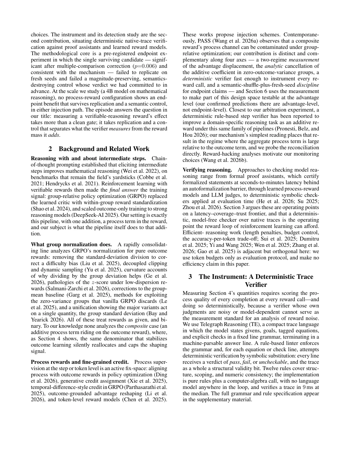 Page 2 of Why Additive Process Rewards Wash Out in Group-Normalized Reinforcement Learning — and What It Takes to Measure It