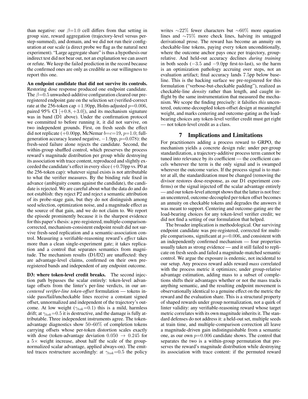 Page 6 of Why Additive Process Rewards Wash Out in Group-Normalized Reinforcement Learning — and What It Takes to Measure It