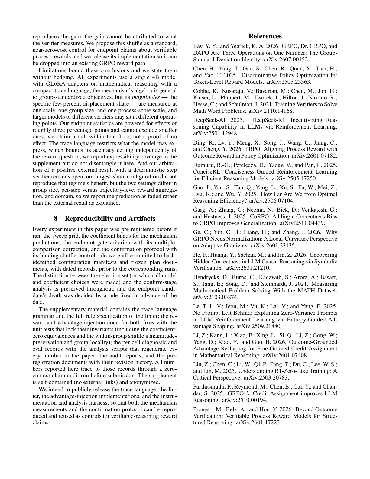 Page 7 of Why Additive Process Rewards Wash Out in Group-Normalized Reinforcement Learning — and What It Takes to Measure It