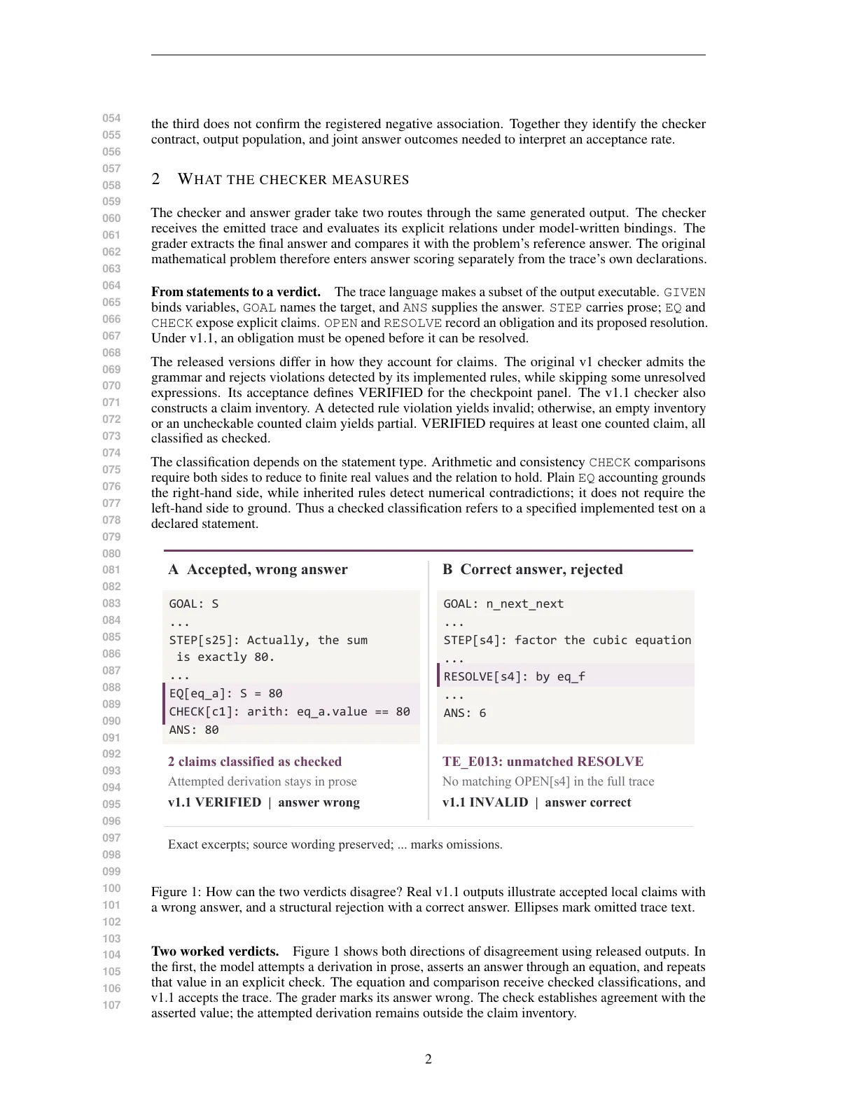 Page 2 of Measuring Answer Accuracy and Trace Verifiability in Mathematical Reasoning
