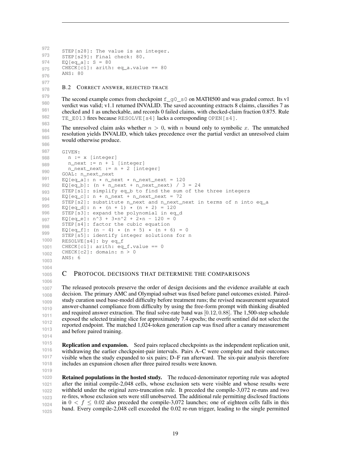 Page 19 of Measuring Answer Accuracy and Trace Verifiability in Mathematical Reasoning