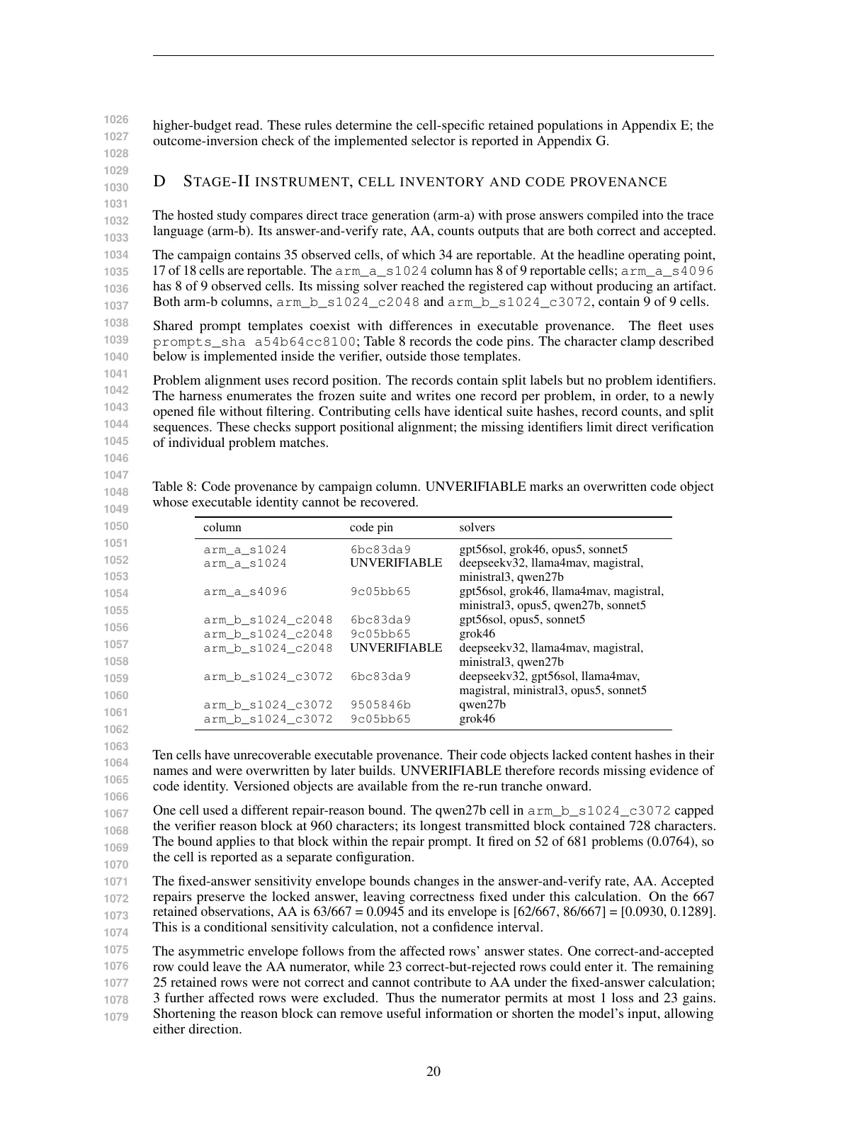 Page 20 of Measuring Answer Accuracy and Trace Verifiability in Mathematical Reasoning