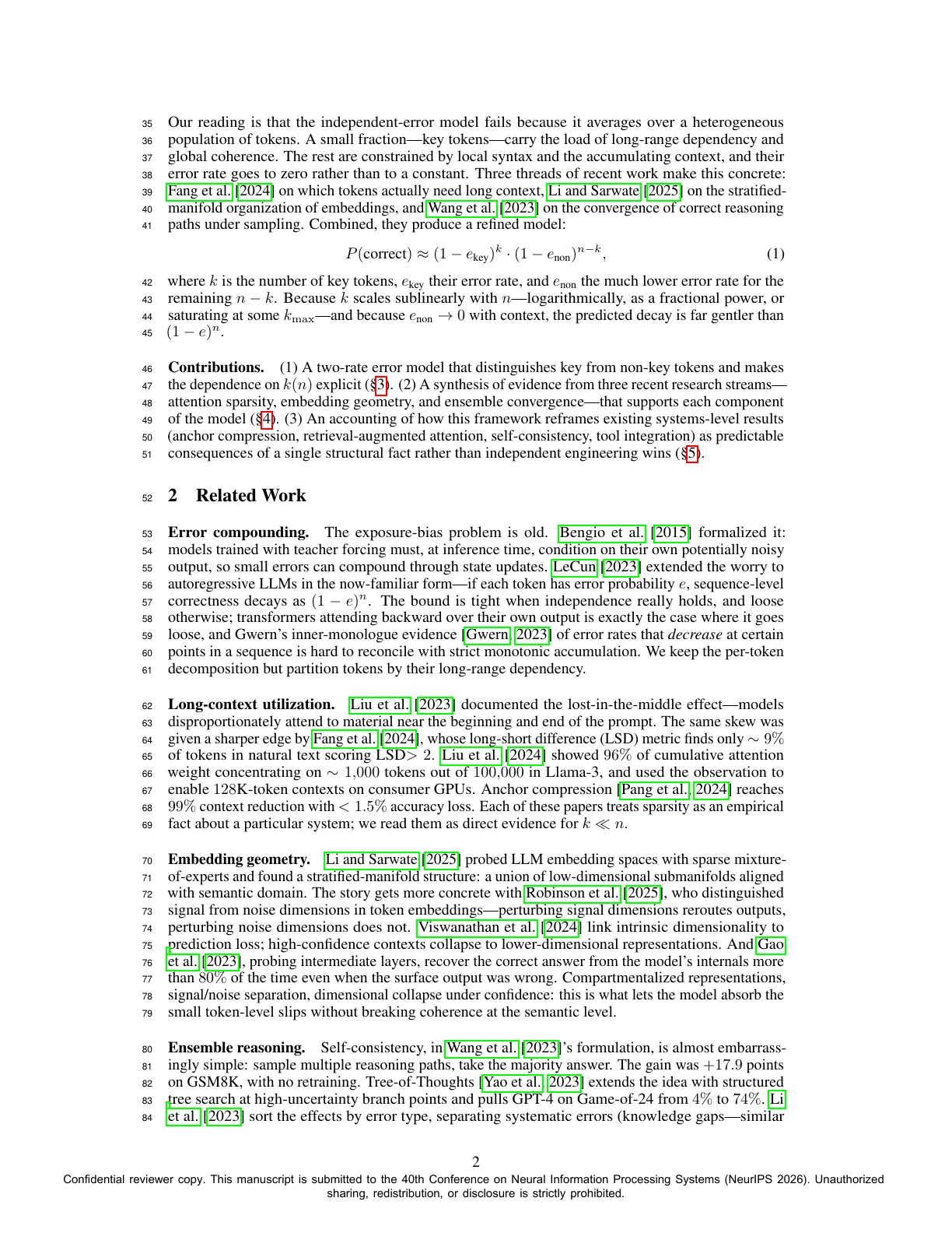 Page 2 of Beyond Exponential Decay: Rethinking Error Accumulation in Large Language Models
