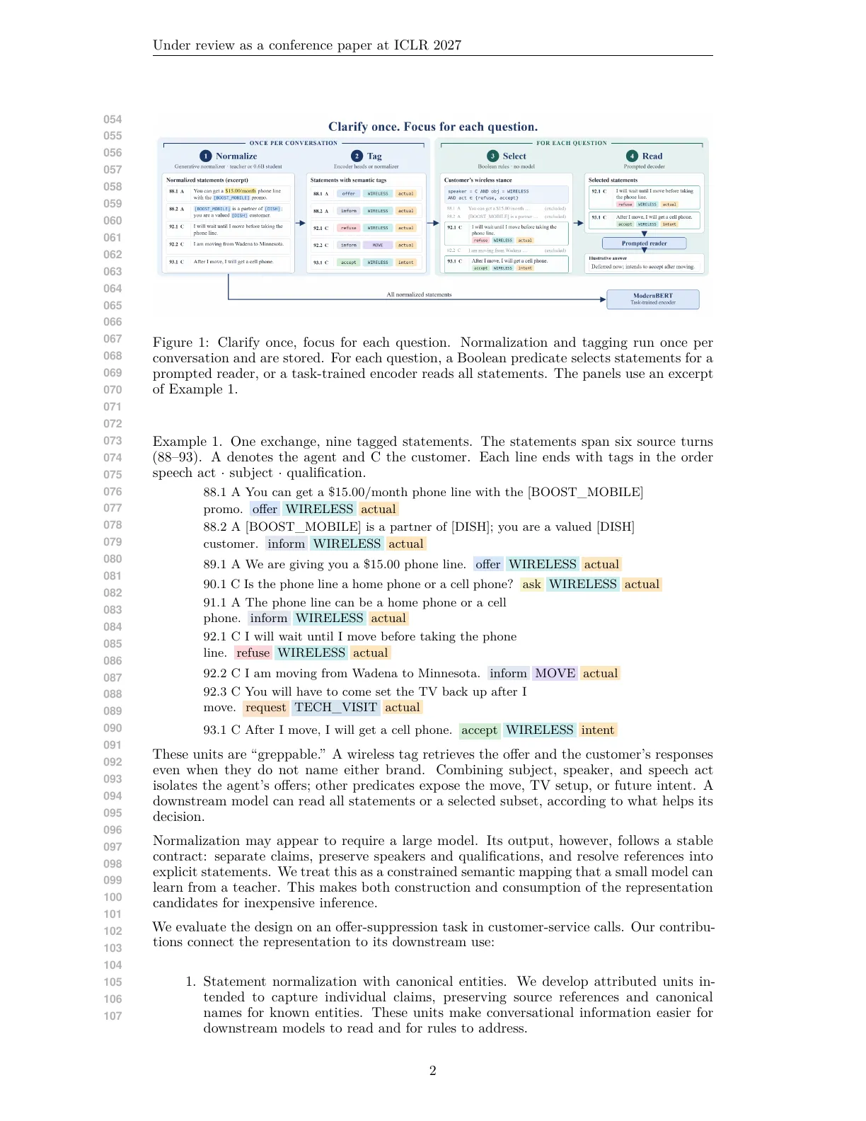 Page 2 of Clarify, Then Focus: Statement Normalization for Conversation Analytics at Scale