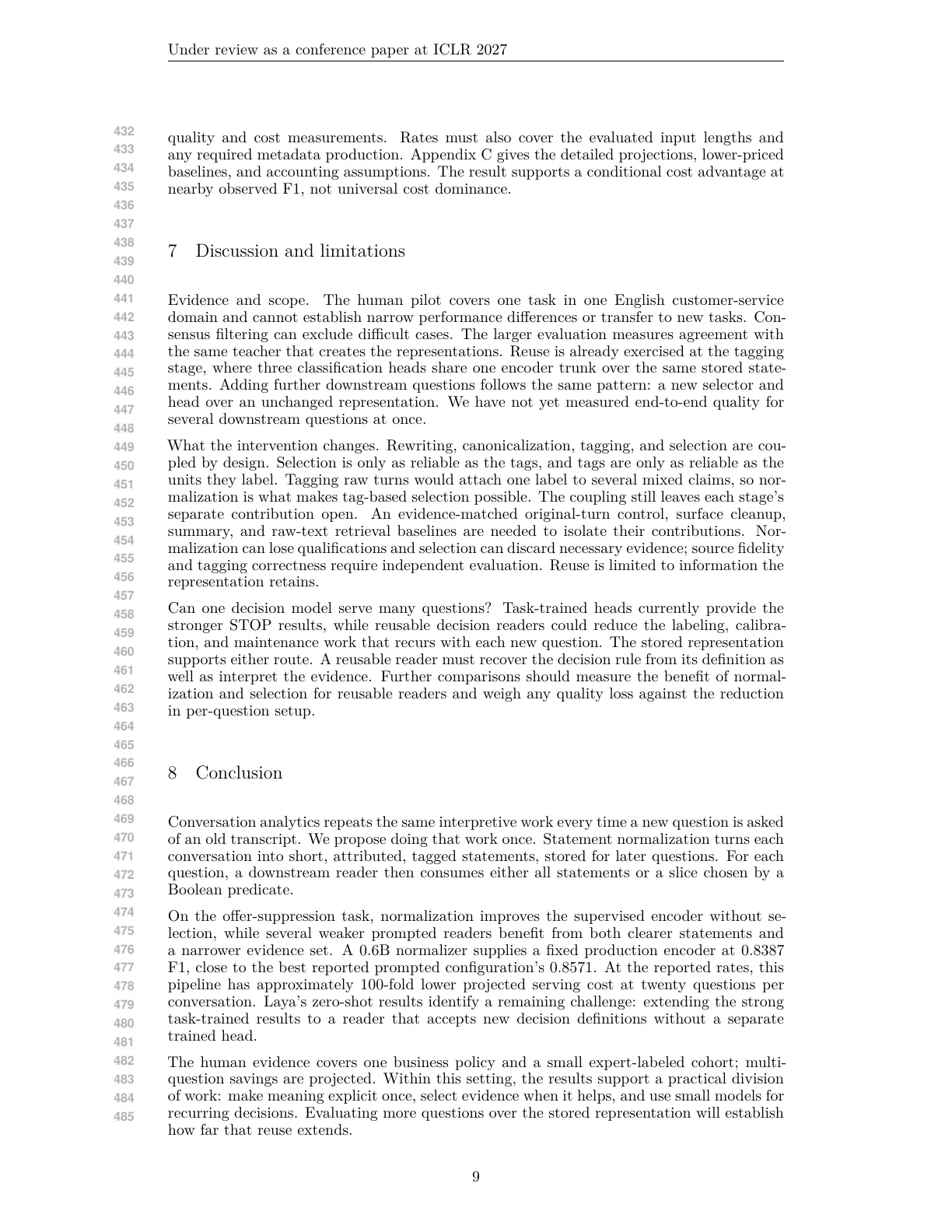 Page 9 of Clarify, Then Focus: Statement Normalization for Conversation Analytics at Scale