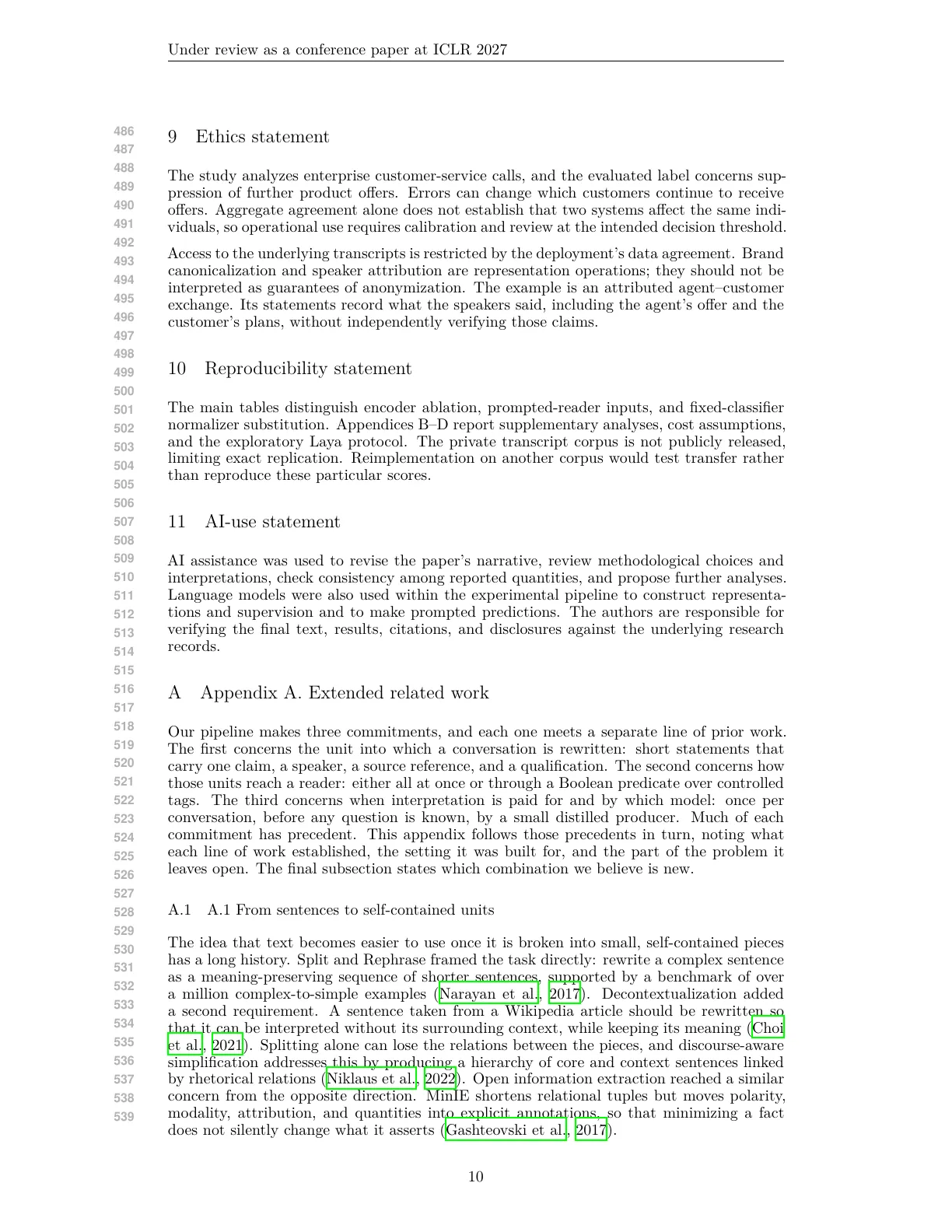 Page 10 of Clarify, Then Focus: Statement Normalization for Conversation Analytics at Scale