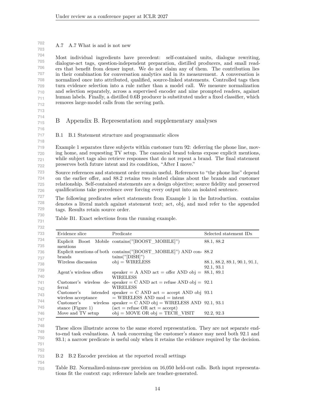 Page 14 of Clarify, Then Focus: Statement Normalization for Conversation Analytics at Scale