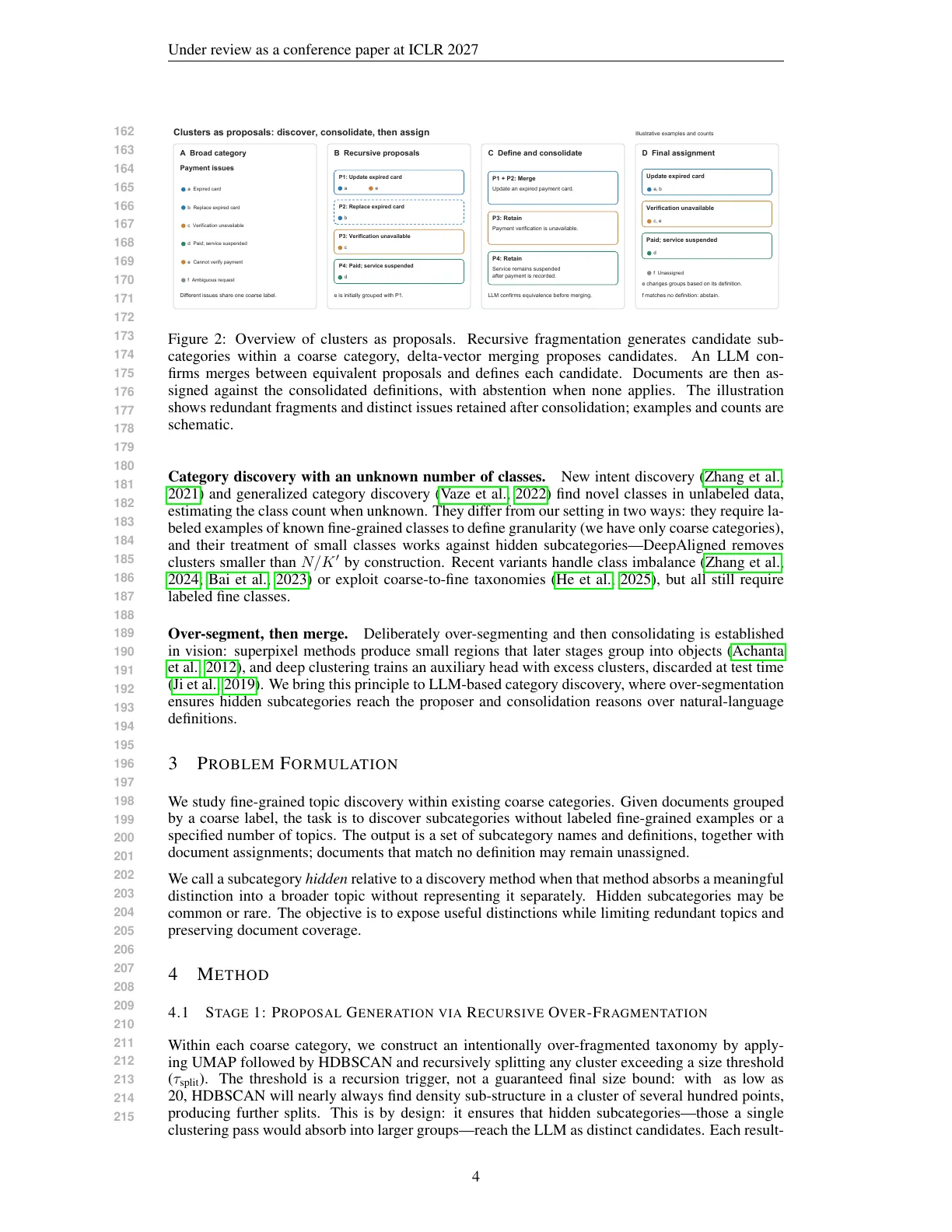 Page 4 of Clusters Are Proposals: Discovering Hidden Subcategories in Pre-Categorized Text