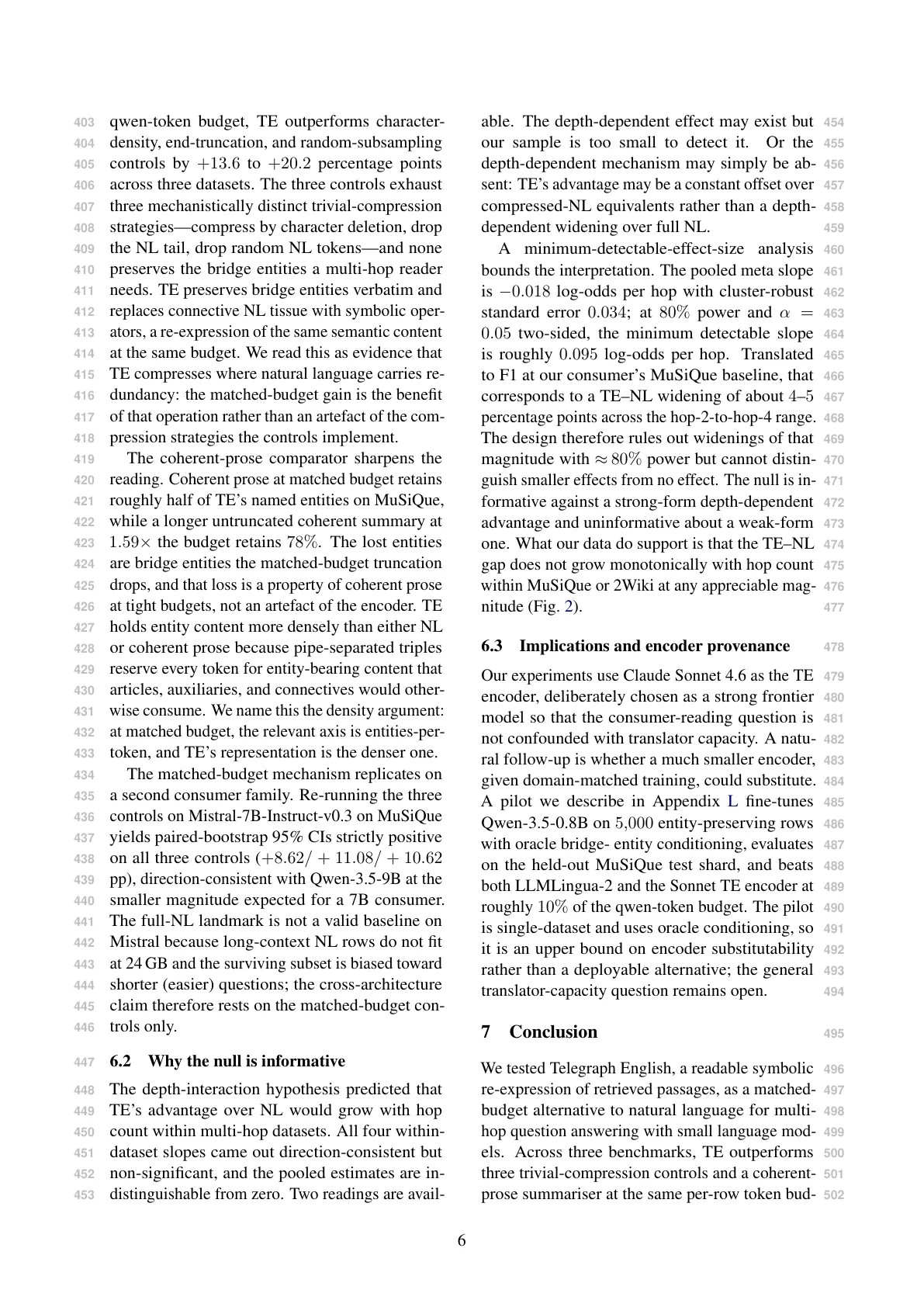 Page 6 of Context Compression Is Not One Thing: Readable Symbolic Re-expression vs. Coherent Summary at Matched Budget