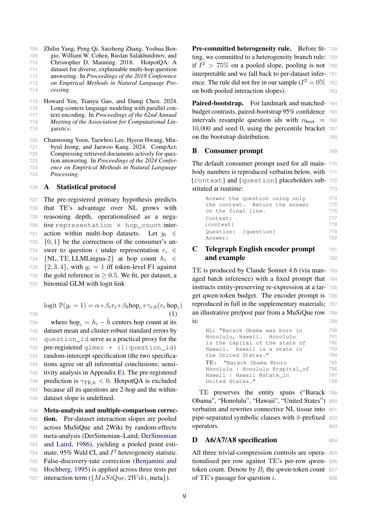Page 9 of Context Compression Is Not One Thing: Readable Symbolic Re-expression vs. Coherent Summary at Matched Budget