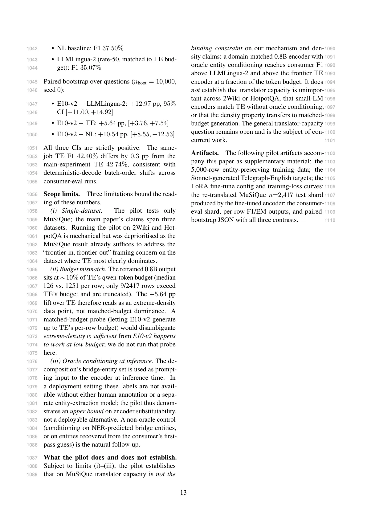 Page 13 of Context Compression Is Not One Thing: Readable Symbolic Re-expression vs. Coherent Summary at Matched Budget