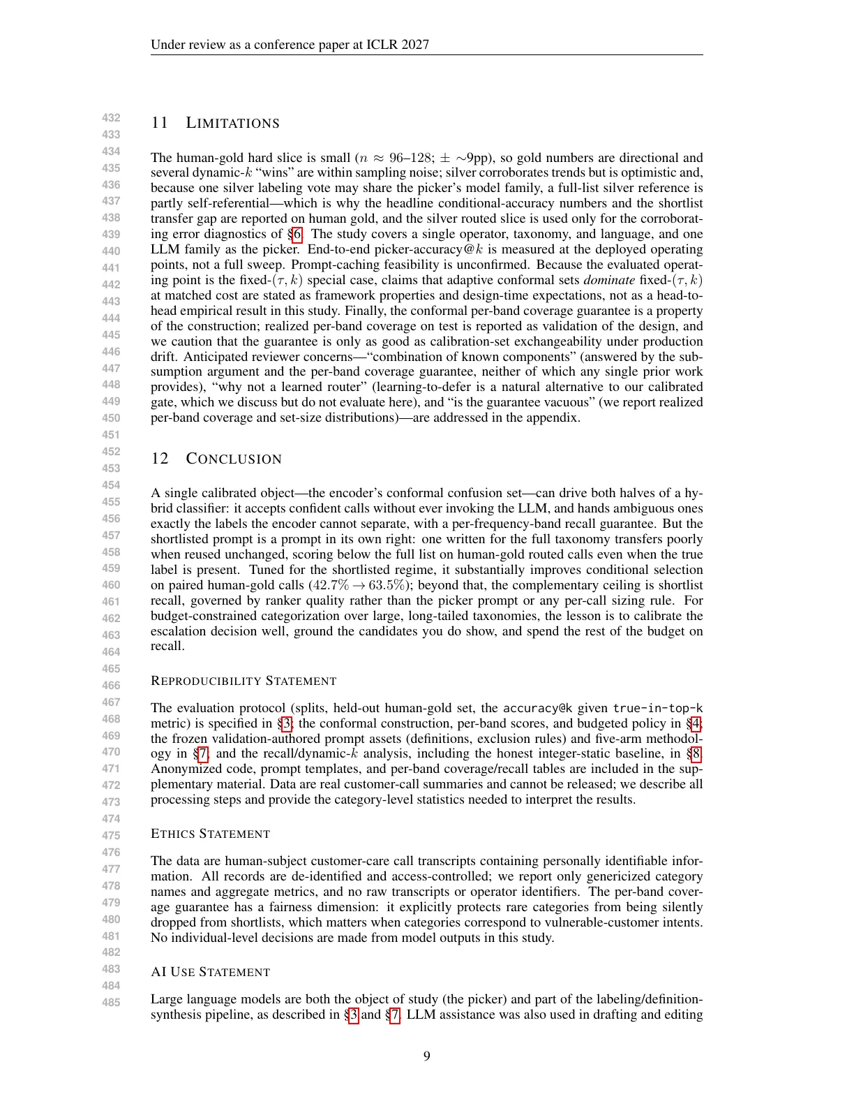 Page 9 of High-Load Budgeted Categorization of Customer Care Calls: An Encoder-LLM Cascade Solution