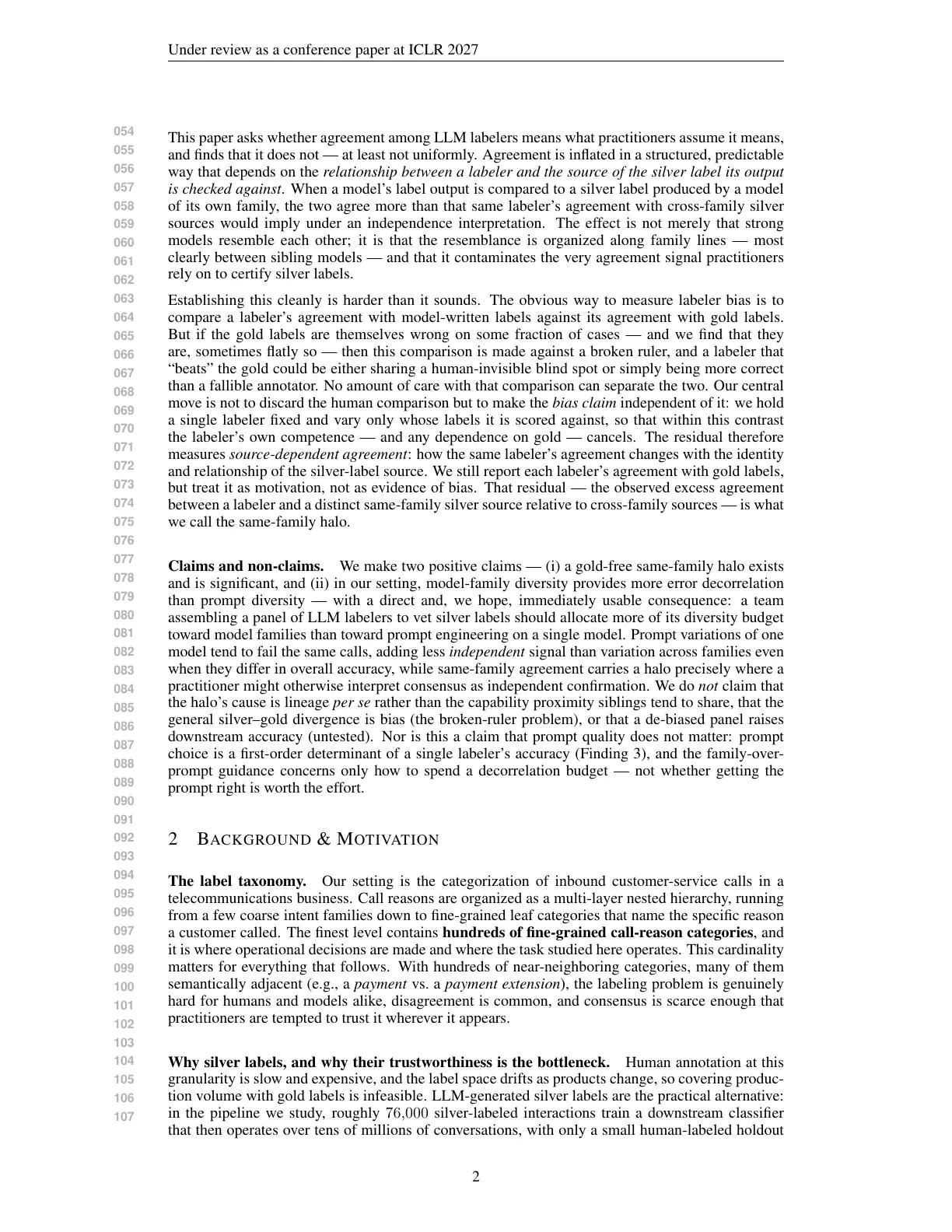 Page 2 of The Same-Family Halo: A Gold-Free Audit of Source-Dependent Agreement in LLM Silver Labeling