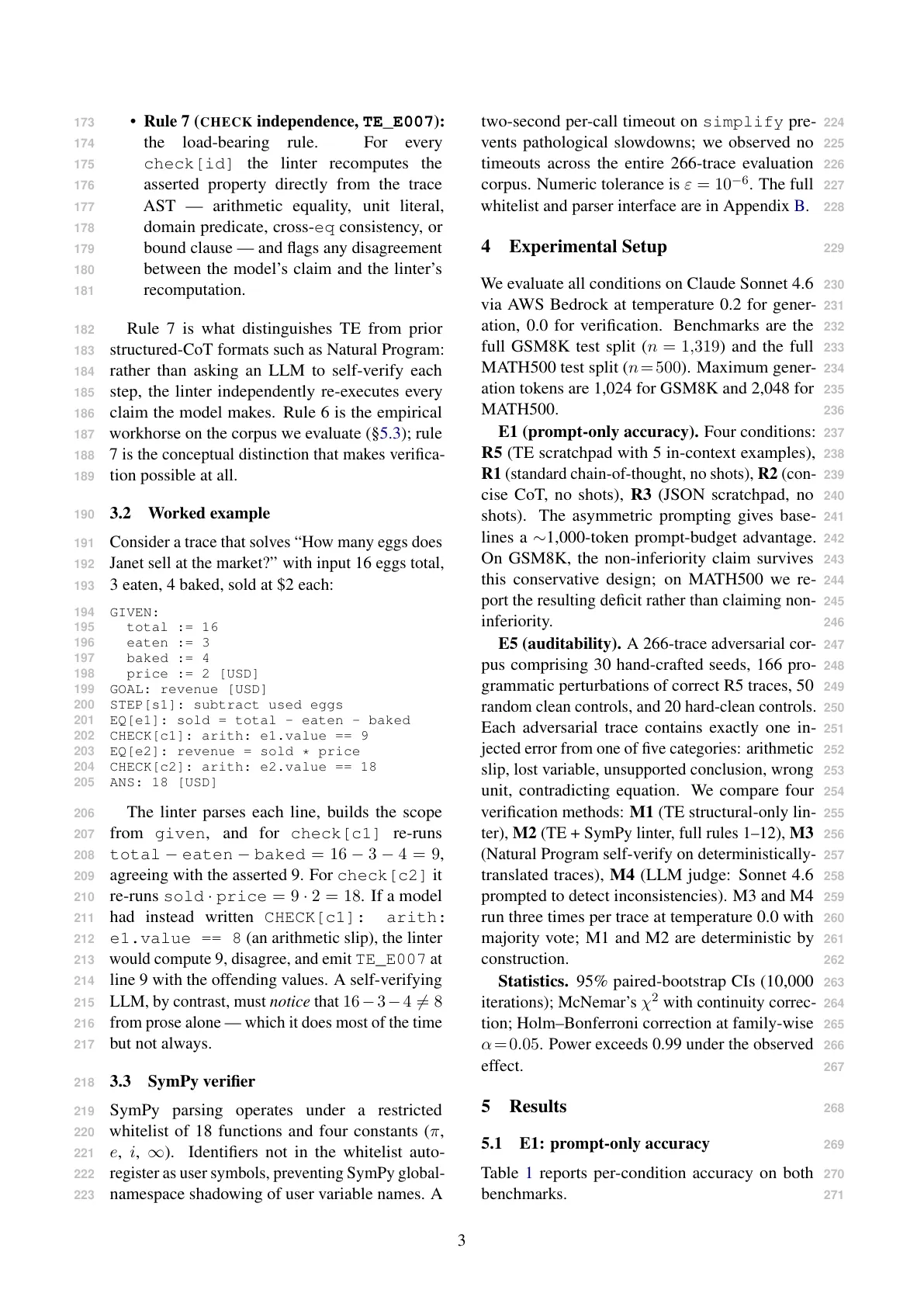 Page 3 of Telegraph Reasoning: Lintable Traces for Mechanically Verified Chain-of-Thought