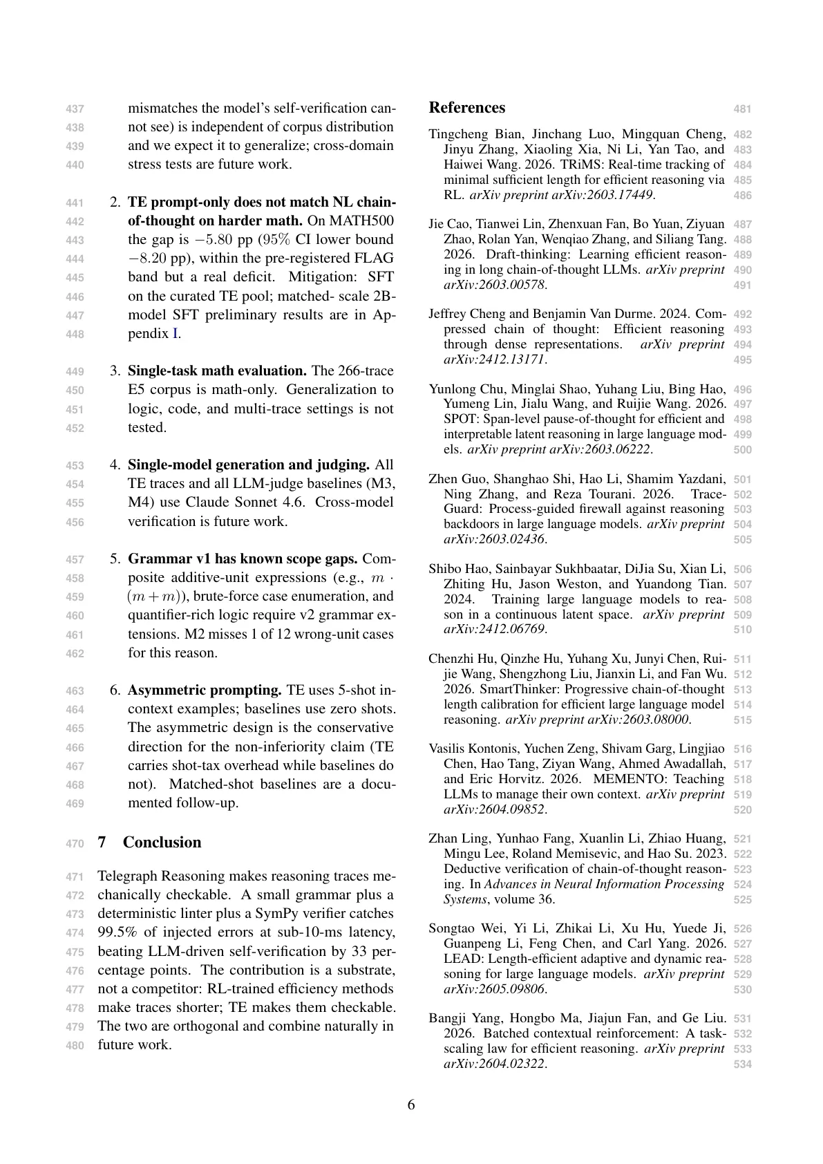 Page 6 of Telegraph Reasoning: Lintable Traces for Mechanically Verified Chain-of-Thought