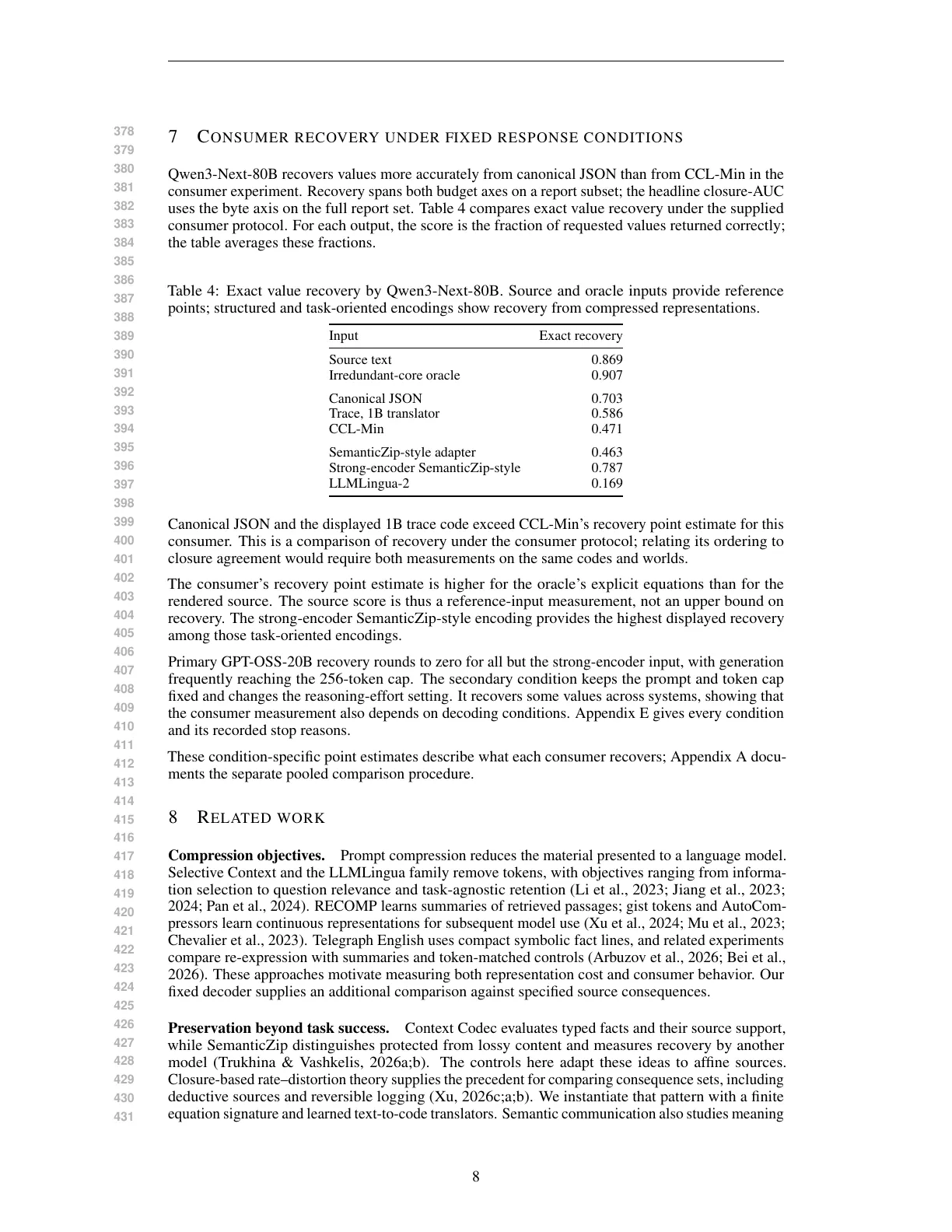 Page 8 of What Survives Learned Symbolic Compression?